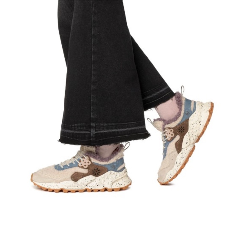 Flower Mountain KOTETSU Shearling and Suede Sneakers in Dove  grey-Beige - Picture 3 of 16